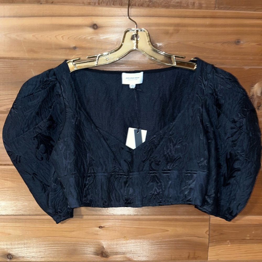NWT Who What Wear Cropped Puff Sleeve Top Size S
